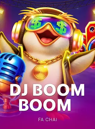 ปกเกม DJ Boom Boom แพนกวินสวมหูฟังพร้อมแว่นตาสไตล์ดีเจ