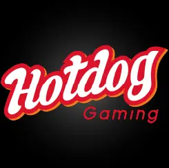 โลโก้ Hotdog Gaming ตัวอักษรสีแดงสดใสบนพื้นหลังสีดำ