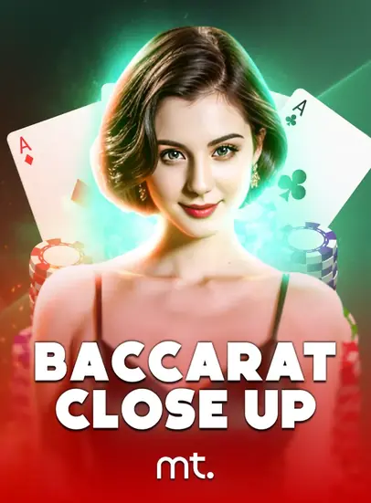 ปกโต๊ะสด Baccarat Close Up หญิงสาวถือไพ่แบบโคลสอัป