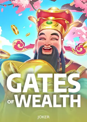 ปกเกม Gates of Wealth เทพแห่งโชคลาภบนพื้นหลังดอกซากุระ