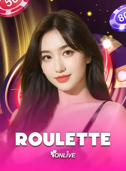 ปกโต๊ะสด Roulette หญิงสาวชุดชมพูหวานหน้ากงล้อรูเล็ตสด
